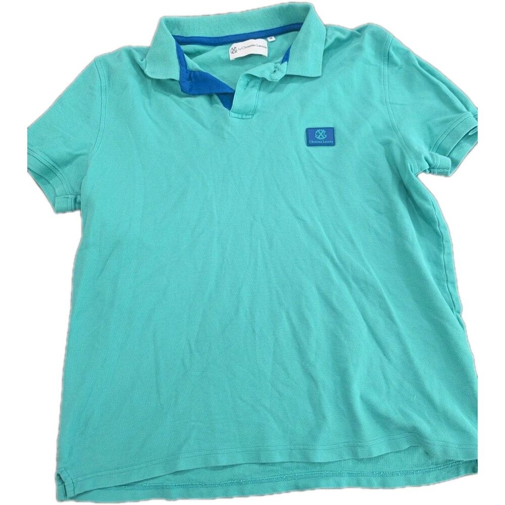 Designer CHRISTIAN LACROIX Mens Medium Light Blue COTTON POLO SHIRT Quiet Luxury